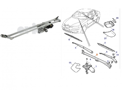 Wischerwellenrahmen / Wischergestänge + Wischermotor Frontscheibe SAAB 9-3 II ´03-05 Original-Ersatzteil