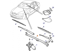 Wiper Arm Linkage / Spindle Frame Wiper Windscreen SAAB 9-3 II RHD Model Year 2006-2014