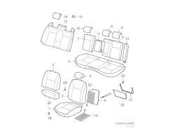 Back Cover Front Seat / Leather Seat Cover Front Seat Trim Colour L09 beige SAAB 9-3 II Pos.2 in Picture, Genuine Part - Part #. 12760237