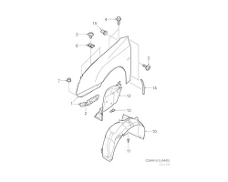 Fender / Mudguard Front Left for SAAB 9-3 II 2008-2014, primed, paintable, Genuine Part - Part #. 12769230