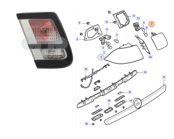 Heckleuchte / Rückleuchte / Rücklicht / Hecklicht innen links (an Heckklappe), mit Nebelschlussleuchte, Original SAAB 9-3 II Sportsedan / Limousine / 4-türer Modelljahr 2008-2014