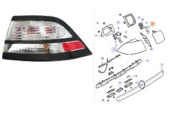 Rückleuchte / Heckleuchte rechts innen, mit integrierter Nebelschlussleuchte, Original SAAB 9-3 II 4-türer ´08-14