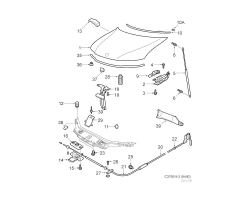 Motorhaubenzug Seil Motorhaube Bowdenkabel Bowdenzug Motorhaube SAAB 9-3 II 2003-2014, Original-Ersatzteil - OE Nr. 12786265