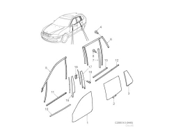 Scheibe Tür Türscheibe hinten links SAAB 9-3 II Sportkombi / Kombi ab Modelljahr 2006, Scheibe ist NICHT dunkel getönt, Original-Ersatzteil - OE Nr. 12792111