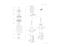 Front Spring / Coil Spring Front Axle SAAB 9-5 II 2010-2011, CODE=F4 With All Wheel Drive (XWD) Standard Front Strut With lowered Sport Chassis