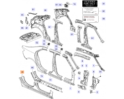 Sill threshold entry sheet on the right side SAAB 9-5 II 2010-2011, Genuine Part - Part #. 12847579