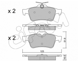 Bremsbeläge hinten (Satz) CITROEN C5, FORD Focus / Transit / C-Max / Tourneo / Grand C-Max / Kuga, OPEL Vectra / Signum / GT, PORSCHE 911, SAAB 9-3 II, VOLVO V40 / V50 / C30 / C70 / S40