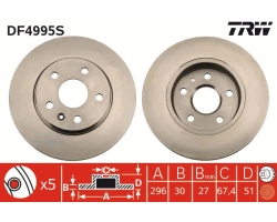 Satz Bremsscheiben Vorderachse innenbelüftet SAAB 9-5 II ´10-11, Bremsscheibendurchmesser: 296mm