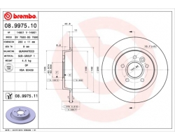 1 Set Brake Discs / Brake Disc Set Rear Axle VOLVO C30 / C70 II  / S40N S40 II / V50 2004- 