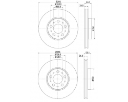 1 Satz Bremsscheiben vorne / Vorderachse VOLVO S60 I (-2009), S80 I (-2006), V70 II P26, XC70 (2001-2007), Durchmesser: 285,5 mm für Bremsanlage: 15 Zoll