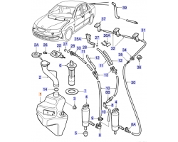 Washer Fluid Reservoir SAAB 9-3 II 2003-2014, Genuine Part - Part #. 32015451