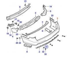 Stoßstange hinten / Stoßfängerhülle / Hülle Stossstange Heck Original SAAB 9-5 I Kombi 2006-2010 Lackierbare Ausführung. für Fahrzeuge ohne Einparkhilfe