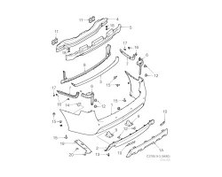 Rear Bumper Shell / Panel bumper rear SAAB 9-3 II Sportcombi / Wagon ´08-12,, unprimed, paintable. For cars with parking assistance system, SPA. With dual visible exhaust, Genuine Part - Part # 12774332, 32016168