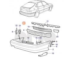 Bumper Rear SAAB 9-3 I 1998-2003, paintable, Standard Version, not for Vehicles with Sport Package, Genuine Part - Part #. 32016219