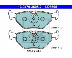 Bremsbeläge hinten (Satz) Bremsklötze Bremsklotzsatz Bremsbelagsatz Bremssteine Hinterachse SAAB 9-5 I Modelljahr 1999-2010 ab Fahrgestellnummer X3025752