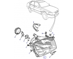 Scheinwerfer rechts SAAB 900 II 1994-1998, US-Version, Original-Ersatzteil - OE Nr. 4240289