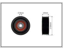 Guide Pulley / V-ribbed Belt / Idler Pulley SAAB 900 II 4-Cyl 1994-1998 / 9-3 I 4-Cyl Petrol -VIN X2028400/X7022778 / 9-5 I 4-Cyl Petrol -VIN X3022043