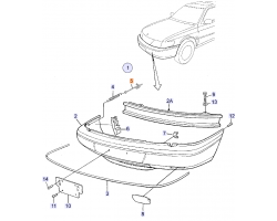 Bracket / Retainer Front Bumper SAAB 900 II 1994-1998, Genuine Part - Part #. 4481040