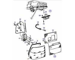 Heckleuchte / Hecklicht / Rückleuchte / Rücklicht außen links SAAB 9000 CDE 1995-1997, US-Version, Original-Ersatzteil - OE Nr. 4521696