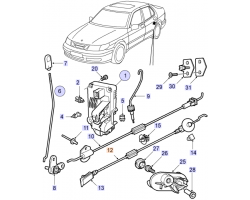 Cable Door Lock Mechanism Rear Door SAAB 9-5 I 1998-2010, Genuine Part - Part #. 4559746