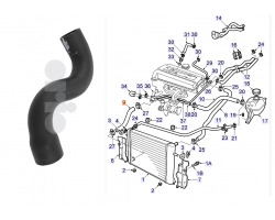 Kühlerschlauch unten Motorkühler - Wasserpumpe SAAB 900 II '94-98 Referenznummern: 4876215, 4360806, 4283370