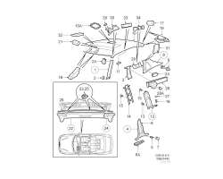 Bracket Head- and Pillar Lining SAAB 9-3 I 1999-2003, Genuine Part - Part #. 5032412