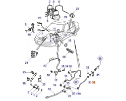 Halter Konsole Lagerbock Bremsleitung SAAB 9-5 I 1998-2010, passend ab Fahrgestellnummer X3025752-, Original-Ersatzteil - OE Nr. 5056593