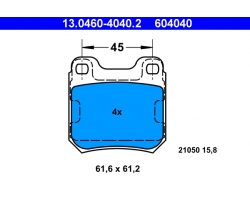 Rear brake pads set / brake pads kit rear axle SAAB 9-5 I ´98-99