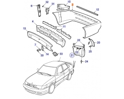 Stoßstangenhülle hinten / Hülle Stoßstange Heck / Stossstange SAAB 9-3 I Viggen / Aero 1999-2003, Original-Ersatzteil, unlackiert, lackierbar, Original-Ersatzteil - OE Nr. 5120308