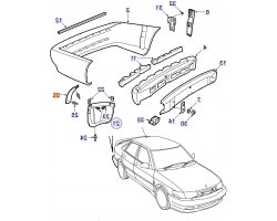 Abdeckung Stoßstange Stoßfänger rechts SAAB 9-3 I Aero / Viggen 1999-2003, Original-Ersatzteil - OE Nr. 5122536