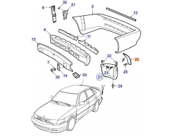 Abdeckung Stoßstange Stoßfänger links SAAB 9-3 I Aero / Viggen 1999-2003, Original-Ersatzteil - OE Nr. 5122544