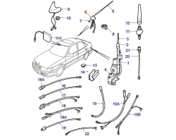 Antennenhalter Halter Sockel Fuß Fuss Antenne SAAB 9-3 I Viggen 2000-2002, für 3-türer und 5-türer