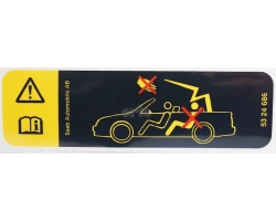 Etikett / Label / Sticker SAAB 9-3 Cabrio / Cabriolet, Warnhinweis für den Pilot, das Dach nicht zu öffnen, wenn Fahrgäste die Rückbank bevölkern, Original-Ersatzteil - OE Nr. 5324686