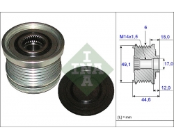 Belt Pulley for Alternator / Freewheel Clutch Alternator 6 Ribs VOLVO C30 / S40 II / V50 / FORD Focus / Mondeo / C-Max 