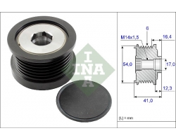 Riemenscheibe für Lichtmaschine Generatorfreilauf 6 Rippen VOLVO C30 / S40 II / V50 / FORD Focus / Kuga / C-Max / Fusion / ALFA ROMEO Giulia / Giulietta / FIAT Tipo / 500x / Doblo Mpv / 500l / JEEP Renegade / Cherokee / Compass / MAZDA 3