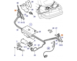 Verdeckhydraulik-Zylinder / Verdeckzylinder / Druckölzylinder / Hydraulikzylinder SAAB 9-3 I Cabriolet ´98-03 Einbauposition: Außen links Einbauort: 5. Spriegel