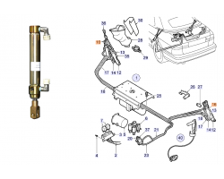 Verdeckhydraulik-Zylinder Verdeckzylinder Hydraulikzylinder Cabrio-Verdeck rechts SAAB 9-3 I Cabrio ´98-03, Einbauposition: 5.Spriegel, außen rechts