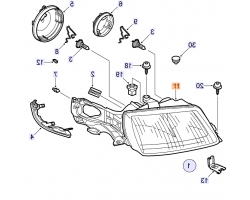 Headlamp Headlight Housing right Halogen / Xenon SAAB 9-5 I 2002-2005, Genuine Part - Part #. 5408521