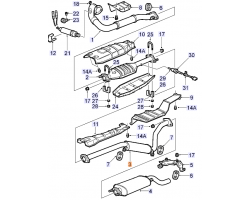 Middle Silencer Exhaust Silence Muffler SAAB 9000, Genuine Part - Part #. 5466867