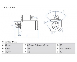 Starter Motor for SAAB 9-3 II '03- / 9-5 I '10- / 9-5 II -'10 Turbodiesel