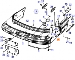 Front Bumper Side Panel left, black, SAAB 900 1987-1993, Genuine Part - Part #. 6942825