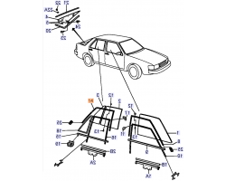 Zierrahmen schwarz Seitenscheib hinten rechts schwarz SAAB 9000 1990-1998, Original-Ersatzteil - OE Nr. 6992648