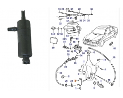 Pumpe Wischer-Behälter / Scheibenwaschpumpe / Pumpe Scheibenwaschanlage SAAB 9-5 I '02-10 Original-Ersatzteil - OE Nr. 90508709