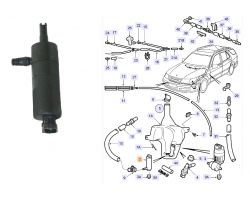 Pumpe Wischer-Behälter / Scheibenwaschpumpe / Pumpe Scheibenwaschanlage SAAB 9-5 I '98-01 Original-Ersatzteil - OE Nr. 90508709