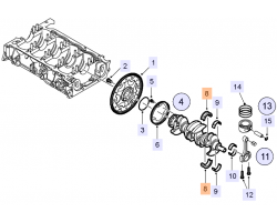 Main Bearing Guide Bearing Crankshaft 2 Pieces OPEL / VAUXHALL Vectra C Speedster Signum Zafira 2.0 turbo, Scope of Delivery: Pos.8 in Picture, Genuine Part 9194165