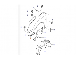 Halter / Aufnahme Vorderkotflügel rechts, grundlackiert, SAAB 9-3 II 2008-2014, Original-Ersatzteil - OE Nr. 93167159