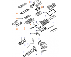 Dichtungssatz Zylinderkopf Heck: Zylinderkopfdichtung Ventilschaftabdichtung Wellendichtring etc. SAAB 9-3 II 2.8 V6 turbo B284 B284L B284R, Heck, Original-Ersatzteile - OE Nr. 93186916