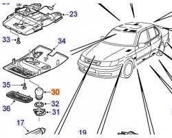 SPOTLIGHT / LESELAMPE VORNE OBEN SAAB 9-5, Original-Ersatzteil - OE Nr. 9504556