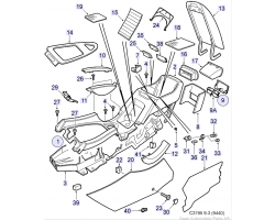 Armlehne Mittelkonsole zwischen den Vordersitzen Original SAAB 9-3 II Cabriolet Modelljahr 2004-2012, Farbcode / Trim Colour K01 Grau