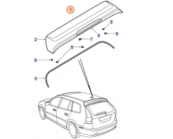 Dachspoiler Heck Original SAAB 9-3 II Sportkombi 2006-2012, lackierbar in Wagenfarbe, Original-Ersatzteil - OE Nr. 93185697